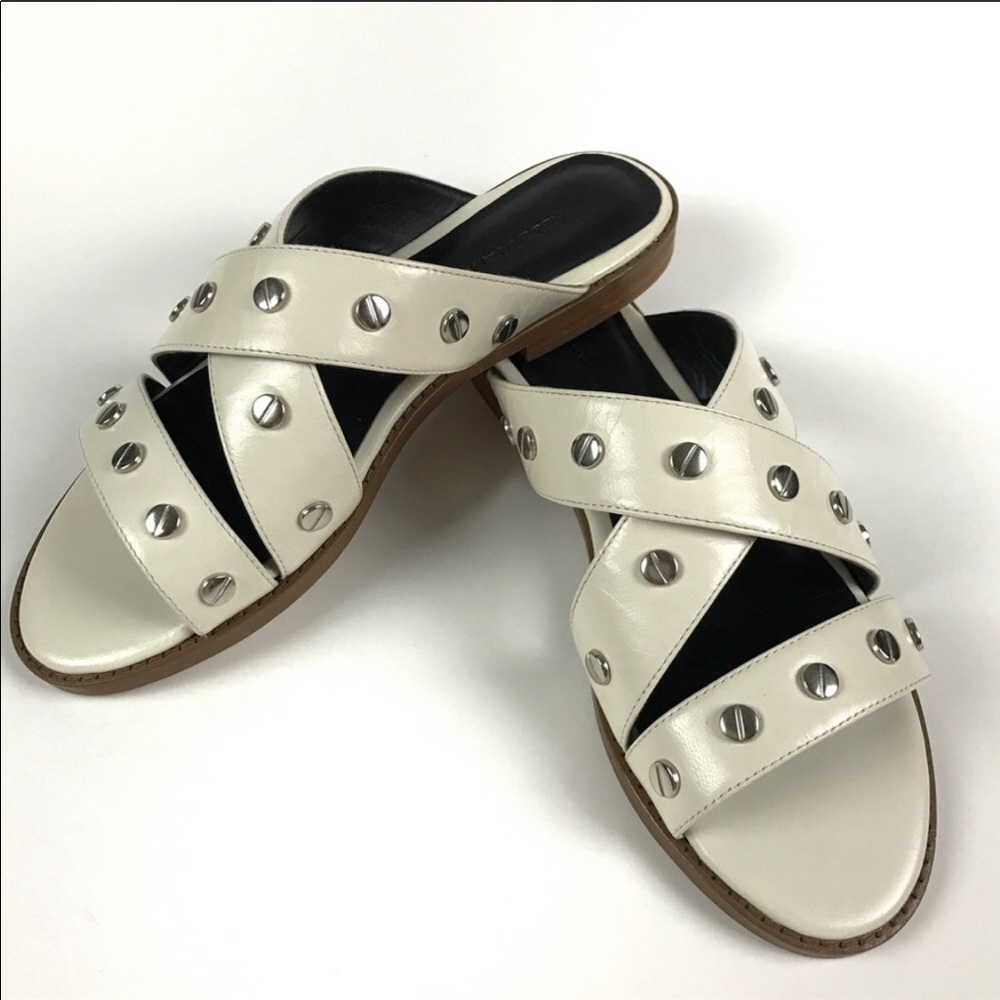 [NIB] Rebecca Minkoff - White studded slides, 6